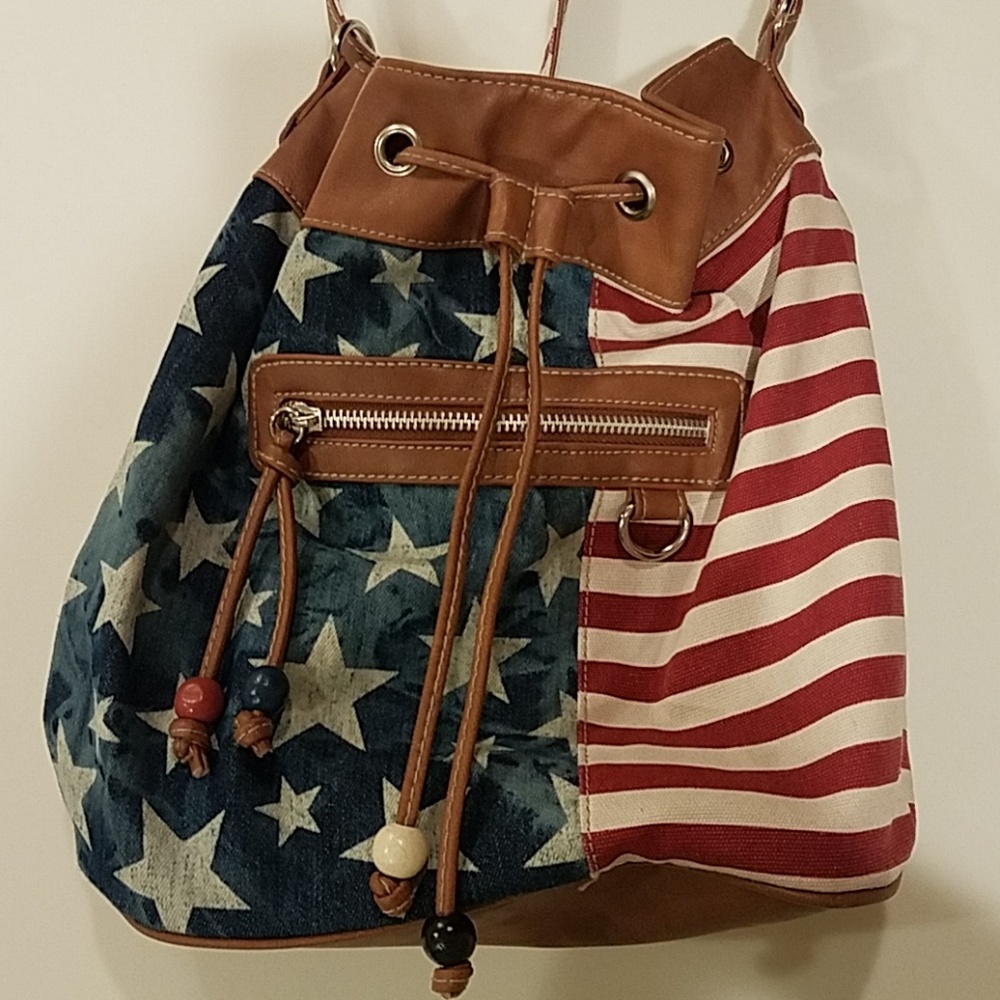 American flag boho style purse